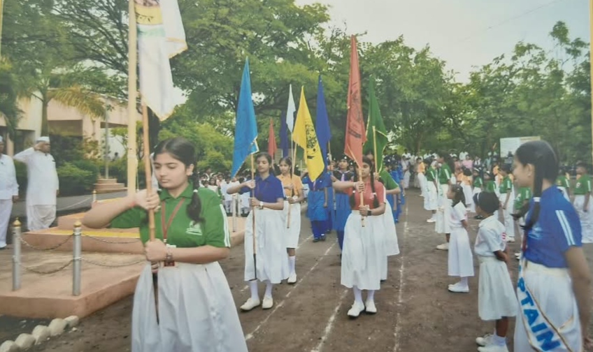 Marching with house flags